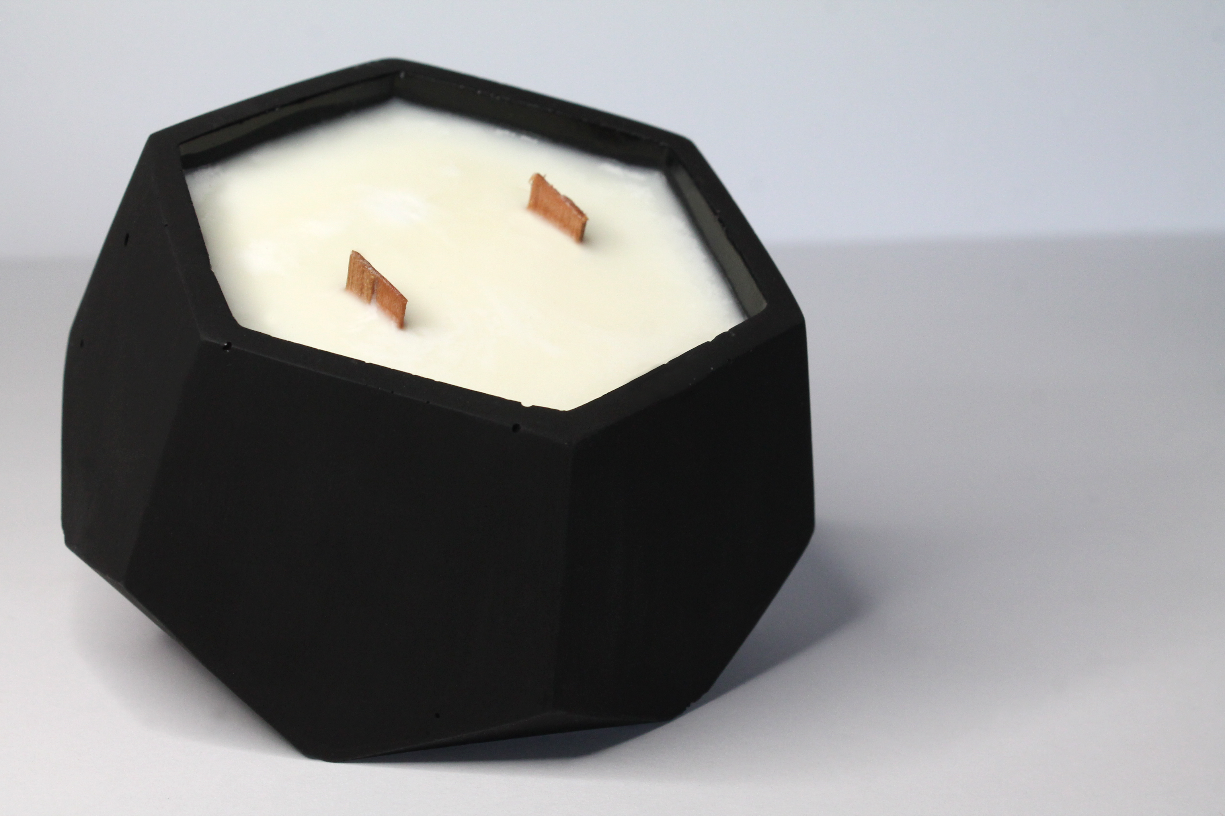 Soy wax and a double wooden wick candle.