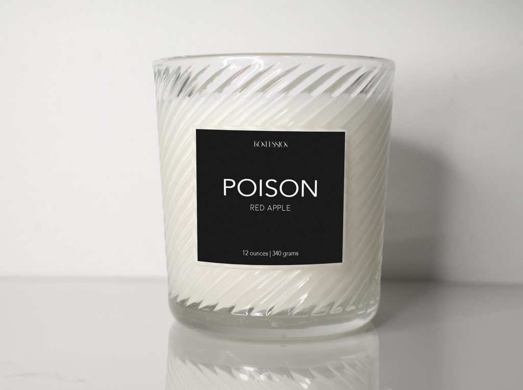12 ounce Poison candle in the scent of red apple. 