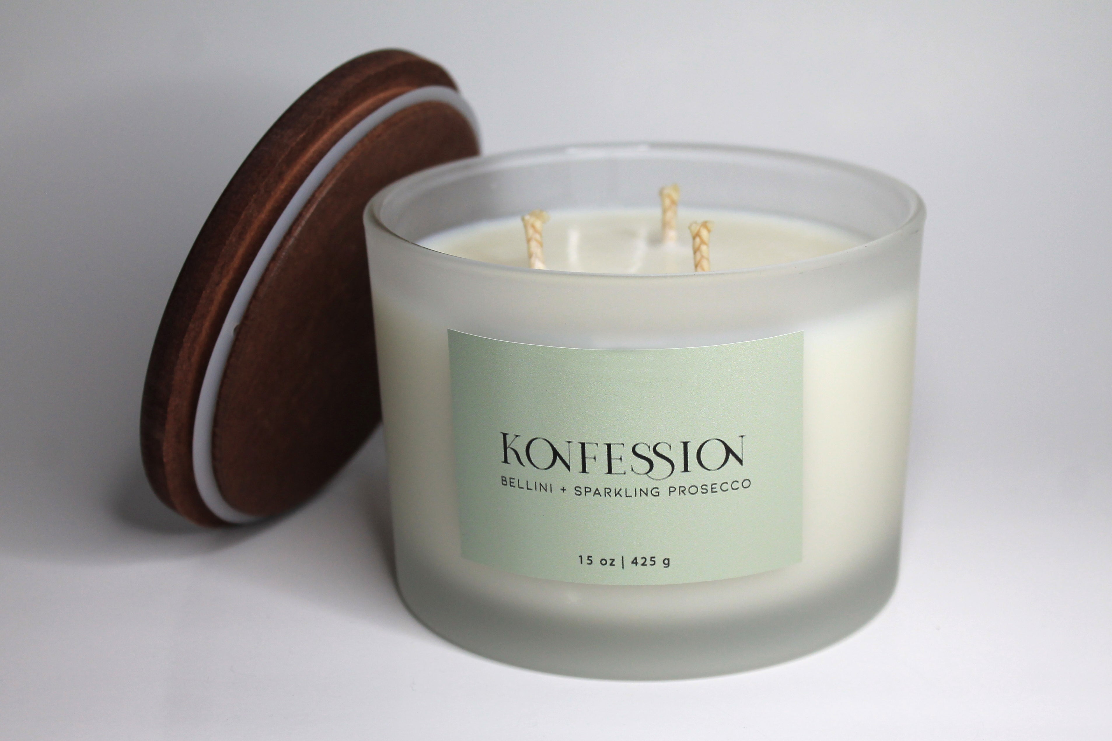 Each 15 ounce candle is made with 3 cotton wicks. 